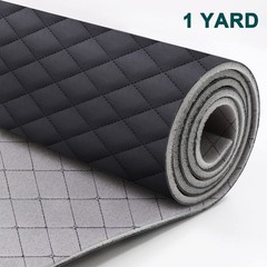 64″ Quilted Nappa Fabric Foam Padded Auto Interior Upholstery Material Black