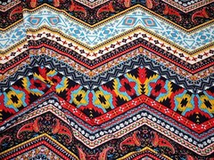 Printed Liverpool Textured Fabric 4 Way Stretch Chevron Paisley Aztec Red I201