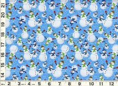 Snowman Family Snow Storm on Blue Christmas Quilting Sewing Fabric by Yard #3271