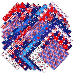 60pcs Patriotic Fabric Squares 10×10″ 4th of July Independence Day Quilting