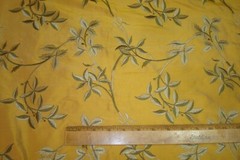 1 of 21 yds Designers Fabric Dupioni SILK Embroidered Foliage Drapery 54″ w BTY
