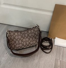 Ashton Bag In Signature Jacquard CBJ00 Silver/Oak/Maple