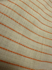 100% Flax Linen Fabric Yarn Dyed Dobby Red Stripe Off White Ground 58″ Wide