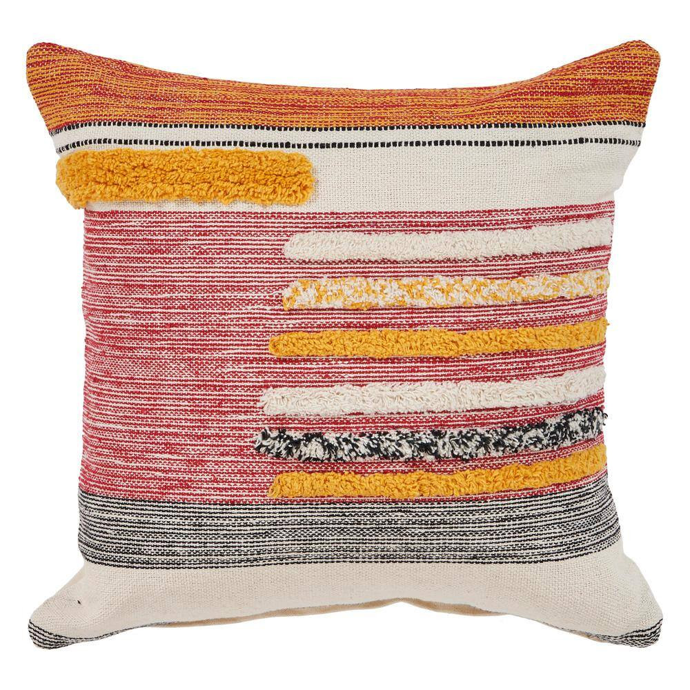 Eclectic Lined Multicolored Striped Hypoallergenic Polyester 18 In. X 18 In. Ind