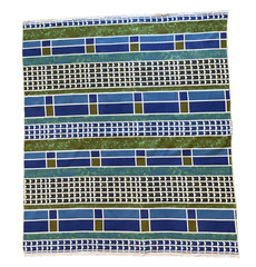 VTG 60s 5th Avenue Design Screen Printed Fabric Mid Century Modern 56 x 50 Blue
