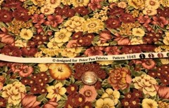 Packed Floral (Red Green Yellow) on Black* Peter Pan Fabrics*100% Cotton*8″x 21″