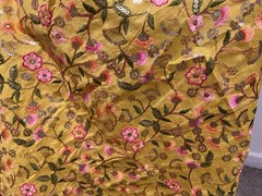 Yellow Gold Multi Sequins Embroidery Dupioni Fabrics 44” Width Sold By The Yard