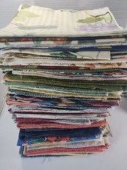 Huge 125+ Fabric Square Lot 17″x17″ ~ Quilt Sewing Upholstery Pillow Squares