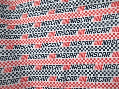 NASCAR Car Auto Racing Red/Black/White Cotton Fabric SBTY X 44″W NEW