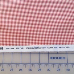 Yard ~ Strawberry Patched Tiny Red Check by Marcus $3.99 Ships ANY Amount Fabric