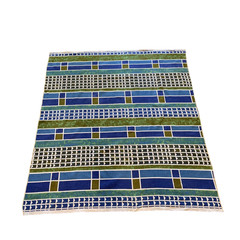 VTG 60s 5th Avenue Design Screen Printed Fabric Mid Century Modern 56 x 50 Blue