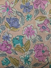 Vintage 60s/70s Cotton Sketch Style Floral Print Fabric 4.75 Yards X 48″ Wide