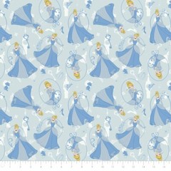 Disney’s Princess Cinderella Light Blue Cotton Fabric by the Yard
