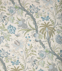 COWTAN & TOUT CURTAIN FABRIC DESIGN Arabella 3.5 METRES SKY/FERN LINEN BLEND