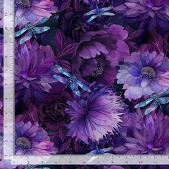 Dragonfly Dragonflys Flowers CD3892 PURPLE Timeless Durable Cotton Fabric