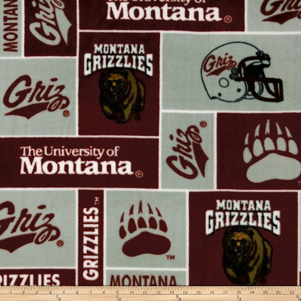 University of Montana Grizzlies Fleece Fabric – 2 Yard Cut – NEW