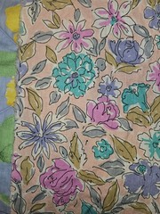 Vintage 60s/70s Cotton Sketch Style Floral Print Fabric 4.75 Yards X 48″ Wide