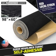 98″ L×60″ W Black Suede w Adhwsive Headliner Fabric Reupholster Aging/Smell Roof