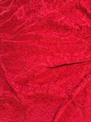 Stretch Fabric 4 Way Red Velvet Damask Print 60” Wide, 1 1/2 Yards