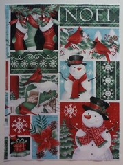 Fabric Cotton Pic B Christmas Snowmen Cardinal 11 1/2″ L x 8 3/8″ W Quilt Sew