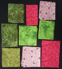 Red Purple Green Fabric Lot 9 PCs See Description & Pics for Sizes & Patterns