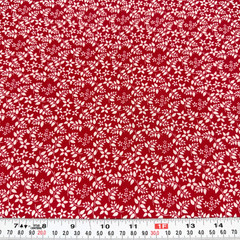Red & White Floral Unbranded Cotton Fabric Remnant 9″ x 43″
