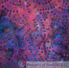 BonEFul FQ Cotton Quilt Purple Navy Blue Swirl Color Print Batik Texture Blender