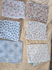 Vintage Feed Sack Fabric Lot of 6 Cotton Floral & Novelty Prints 34″ x 19″…