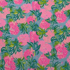 Lilly Pulitzer Pebbled Crepe Polyester Fabric Pineapple Shake 36″ X 57″