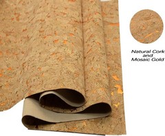 Cork Fabric Roll 12.5 x 54 Inch Mosaic Gold Leather for Craft Projects