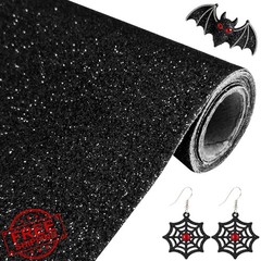 Greatdiy Black Glitter Faux Leather 12x52in