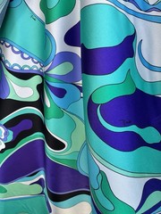 Italian Deadstock 100% Silk Twill 60 GSM Fabric By The Yard Emilio Pucci Logo
