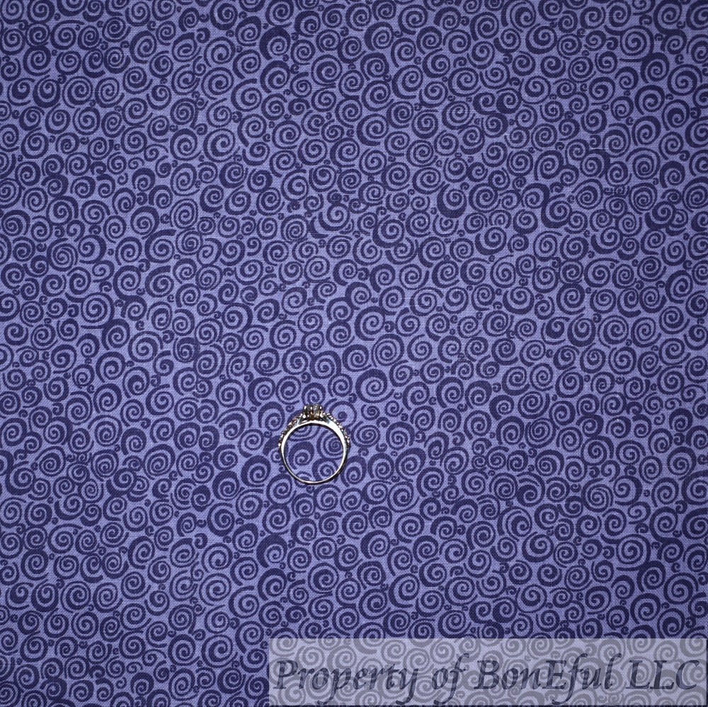 BonEFul FQ Cotton Quilt Dark Purple Tonal Swirl Scroll Girl Calico Pattern Print