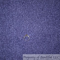 BonEFul FQ Cotton Quilt Dark Purple Tonal Swirl Scroll Girl Calico Pattern Print