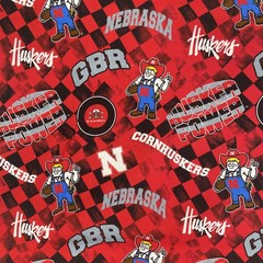 100% Cotton University Of Nebraska (UNL) Cornhuskers Fabric all over Print