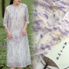 Chinese Tang Style Ramie Fabric For Sewing Girl Garment Top Pants Quilting Cloth