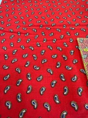 Vtg Red Paisley nice drape light medium weight Cotton Fabric 1 yard 28″ X WOF