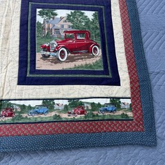 FABRIC-ANTIQUE AUTOMOBILES CARS V.I.P CRANSTON 90S wall quilt route 46”x39”