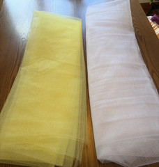 Mesh Synthetic Fabrics 2 Large Pieces Yellow & White 6 ½ Yards New