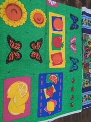 Lot of Fabric, flowers, butterflies and fruit, multicolor, 13oz