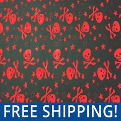 Skulls & Crossbones Red Fleece Fabric – $$ Buy More – Save More $$ – #PT812