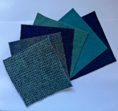 New Colors! Hand Dyed Wool -appliqué/rug/hook (6) 4.5″ Charm Sq; Under the Sea