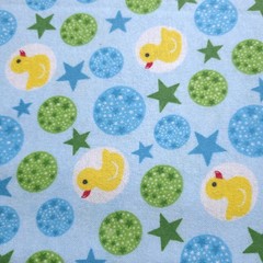 Yellow Rubber Ducks and Stars Blue Flannel Fabric 45″ By The Yard