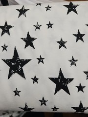 Stars On White BT yard 36 x 60 Cotton Lycra Tshirt Knit Stoff Great Stretch
