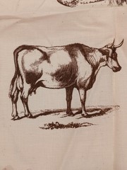 Rare Vintage 1970s Country Quilts Silk Screen Print Farm Animal Fabric For Craft