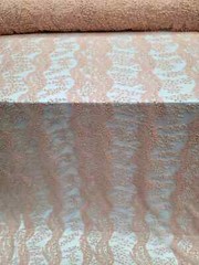 Luxury Hand-Embroidered Peach Lace Fabric by the Yard – Beaded Mesh Lace