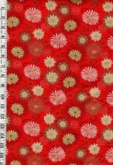 Asian – Year of the Dragon – Colorful Mums – LEIA-866-2 – RED – By Half Yard