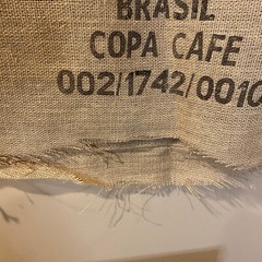 Jute Burlap Coffee Bean Bag Sack Cafes Do Brasil Brazil Vintage Double Sided