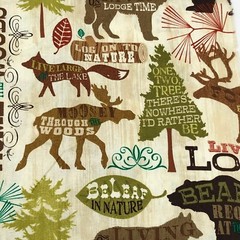 Home Is In The Woods Country Theme Fat Quarter (18″ x 22″) Cotton Fabric Brown