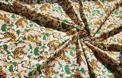 Korean Traditional Magpie & Tiger Beige Patterned Fabric made in Korea BTHY